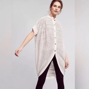 🔥 Anthropologie Postmark Bay Harbor heather gray short sleeve cardigan Med